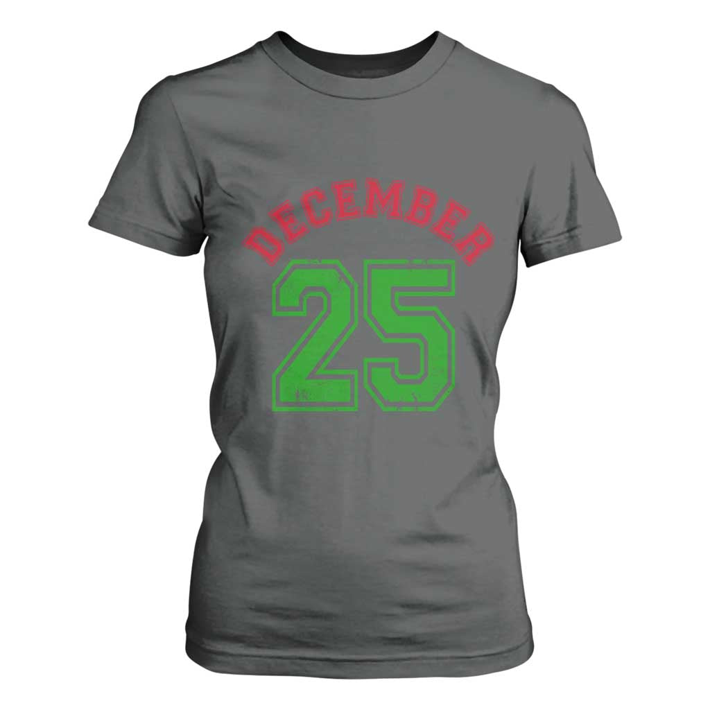 December 25 Christmas Sport Jersey Number Xmas T Shirt For Women TS11 Dark Heather Print Your Wear