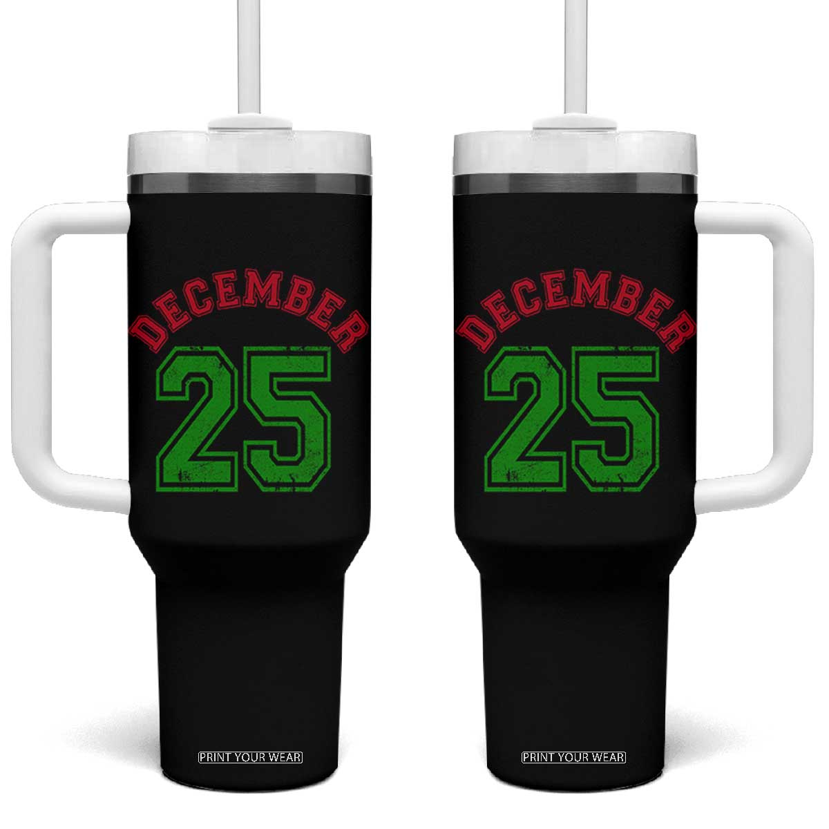 December 25 Christmas Sport Jersey Number Xmas Tumbler With Handle TS11 One Size: 40 oz Black Print Your Wear