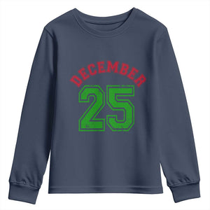 December 25 Christmas Sport Jersey Number Xmas Youth Sweatshirt TS11 Navy Print Your Wear