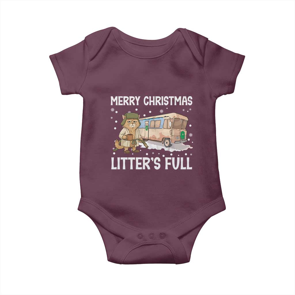 Funny Merry Christmas Litter's Full Cat Parody Baby Onesie Xmas Movie TS11 Maroon Print Your Wear
