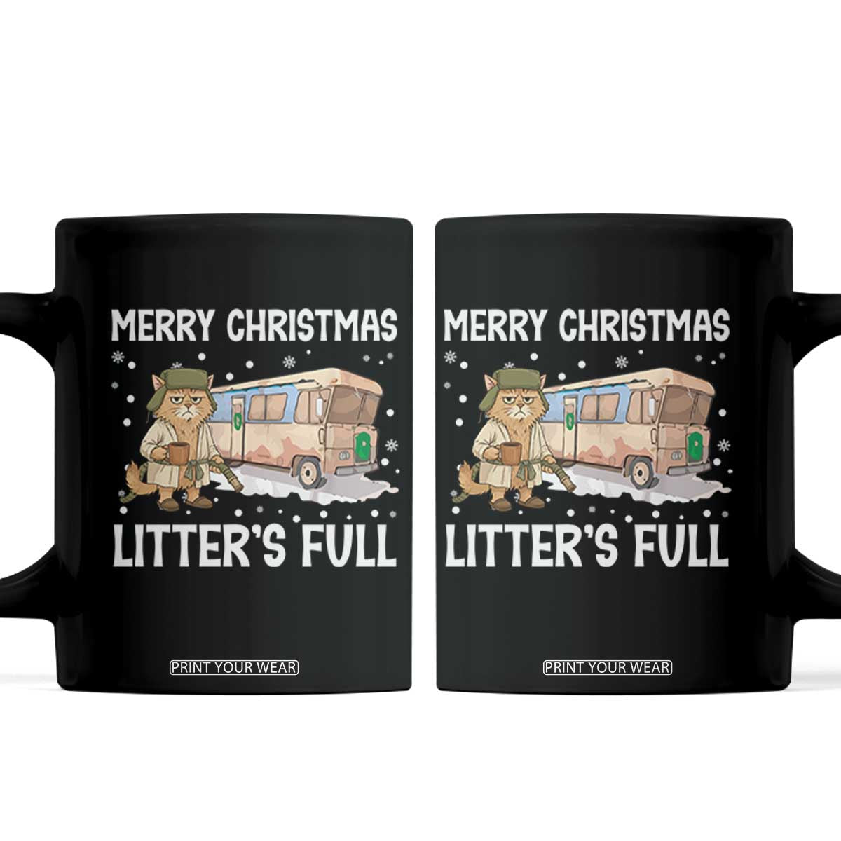Funny Merry Christmas Litter's Full Cat Parody Coffee Mug Xmas Movie TS11 Black Print Your Wear