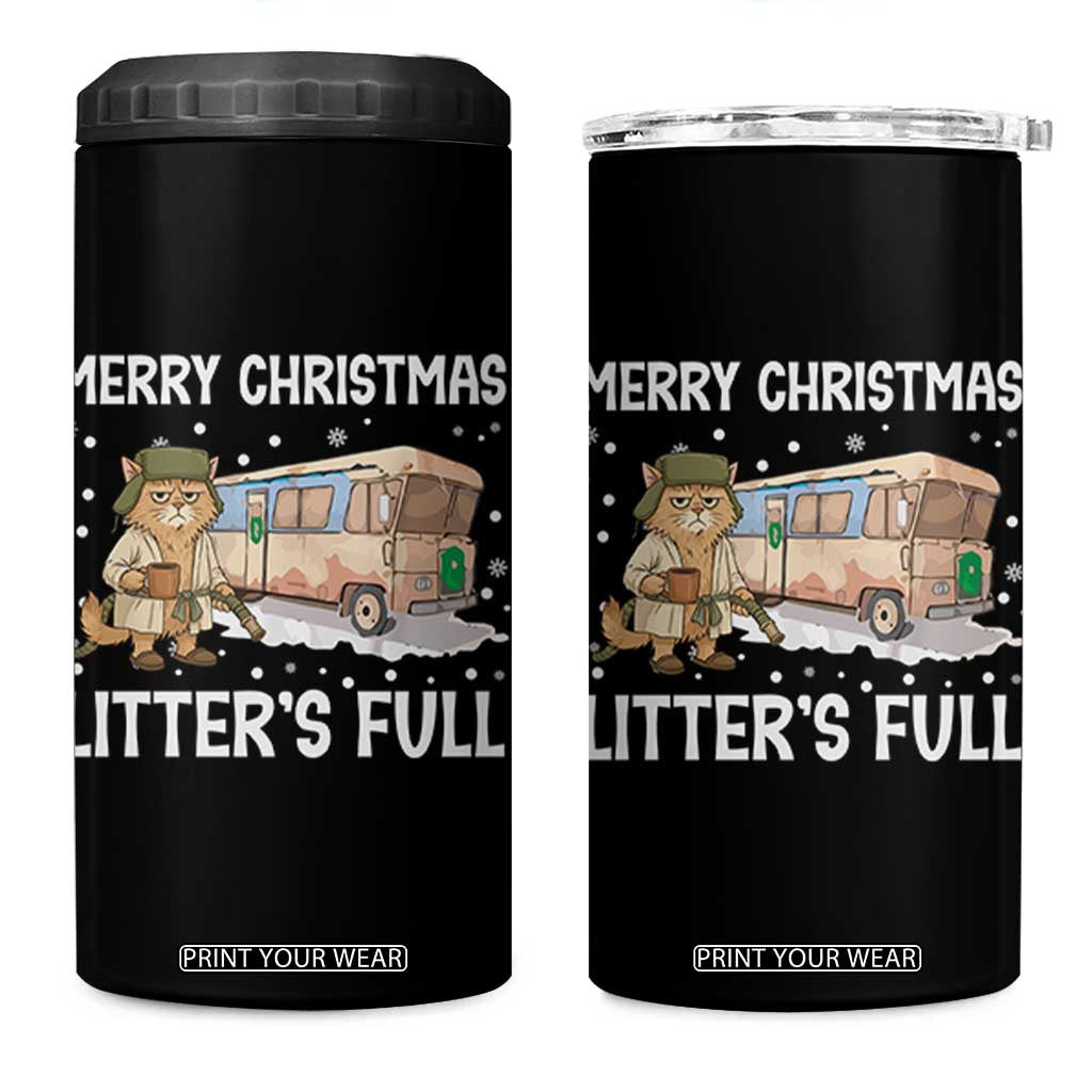 Funny Merry Christmas Litter's Full Cat Parody 4 in 1 Can Cooler Tumbler Xmas Movie TS11 One Size: 16 oz Black Print Your Wear