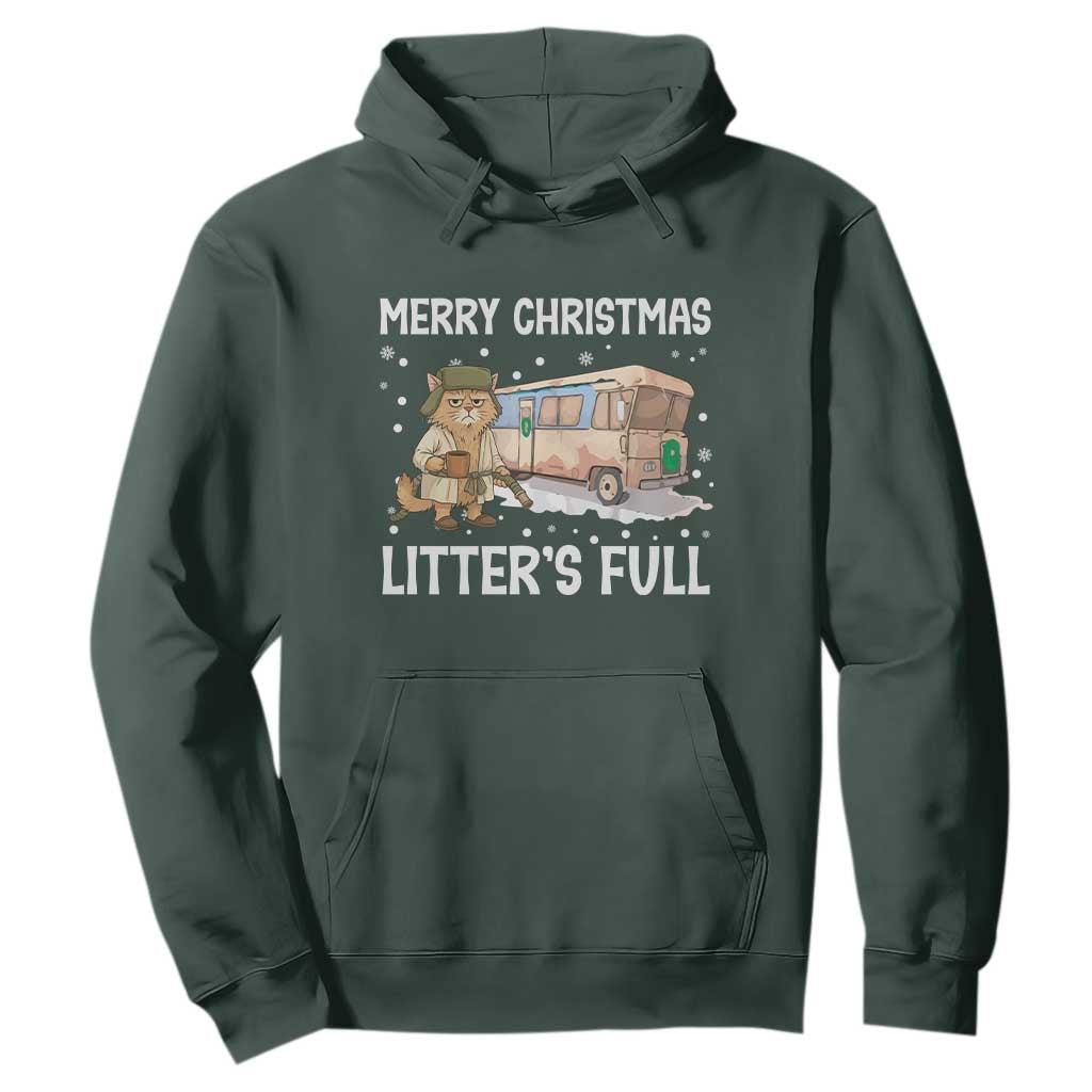 Funny Merry Christmas Litter's Full Cat Parody Hoodie Xmas Movie TS11 Dark Forest Green Print Your Wear