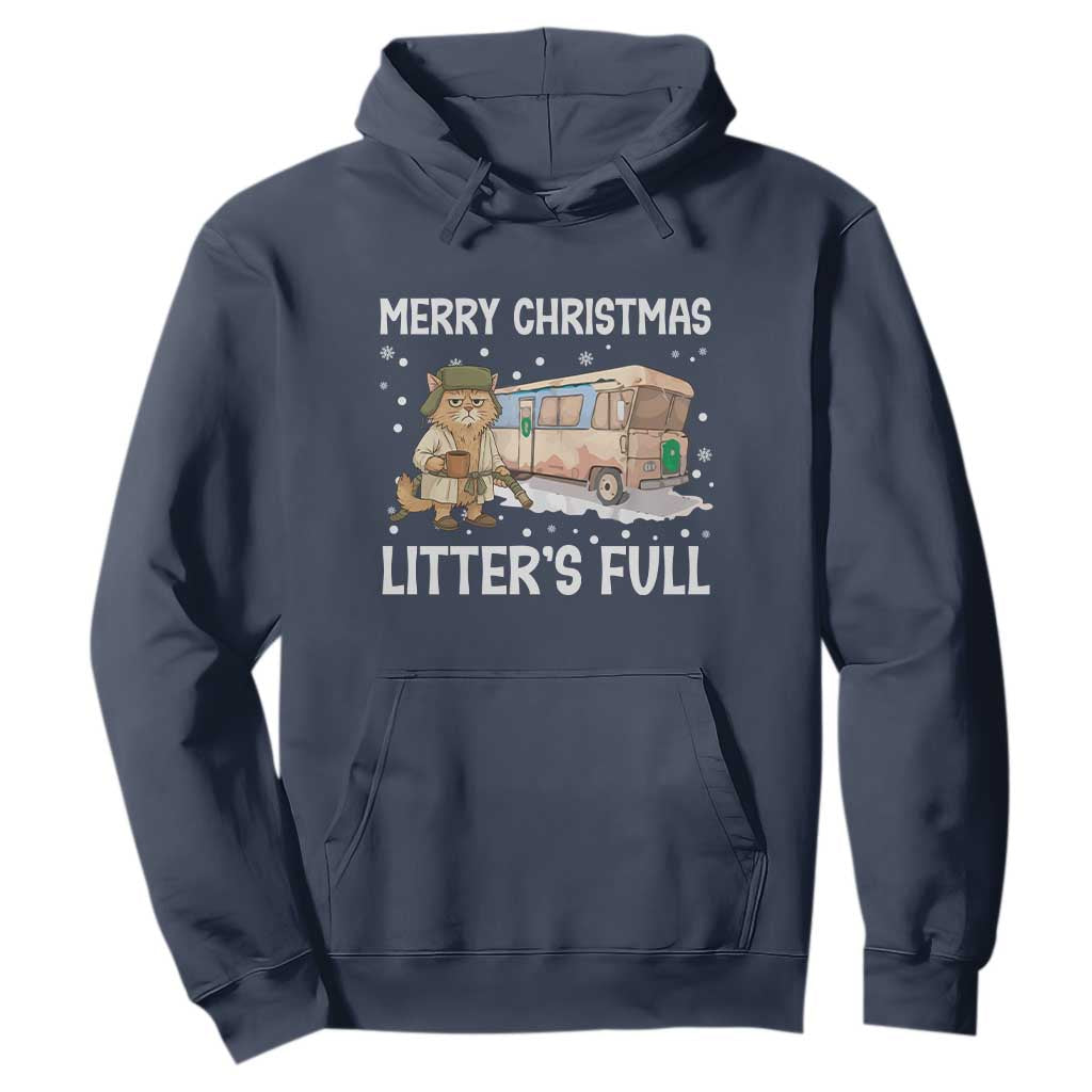 Funny Merry Christmas Litter's Full Cat Parody Hoodie Xmas Movie TS11 Navy Print Your Wear