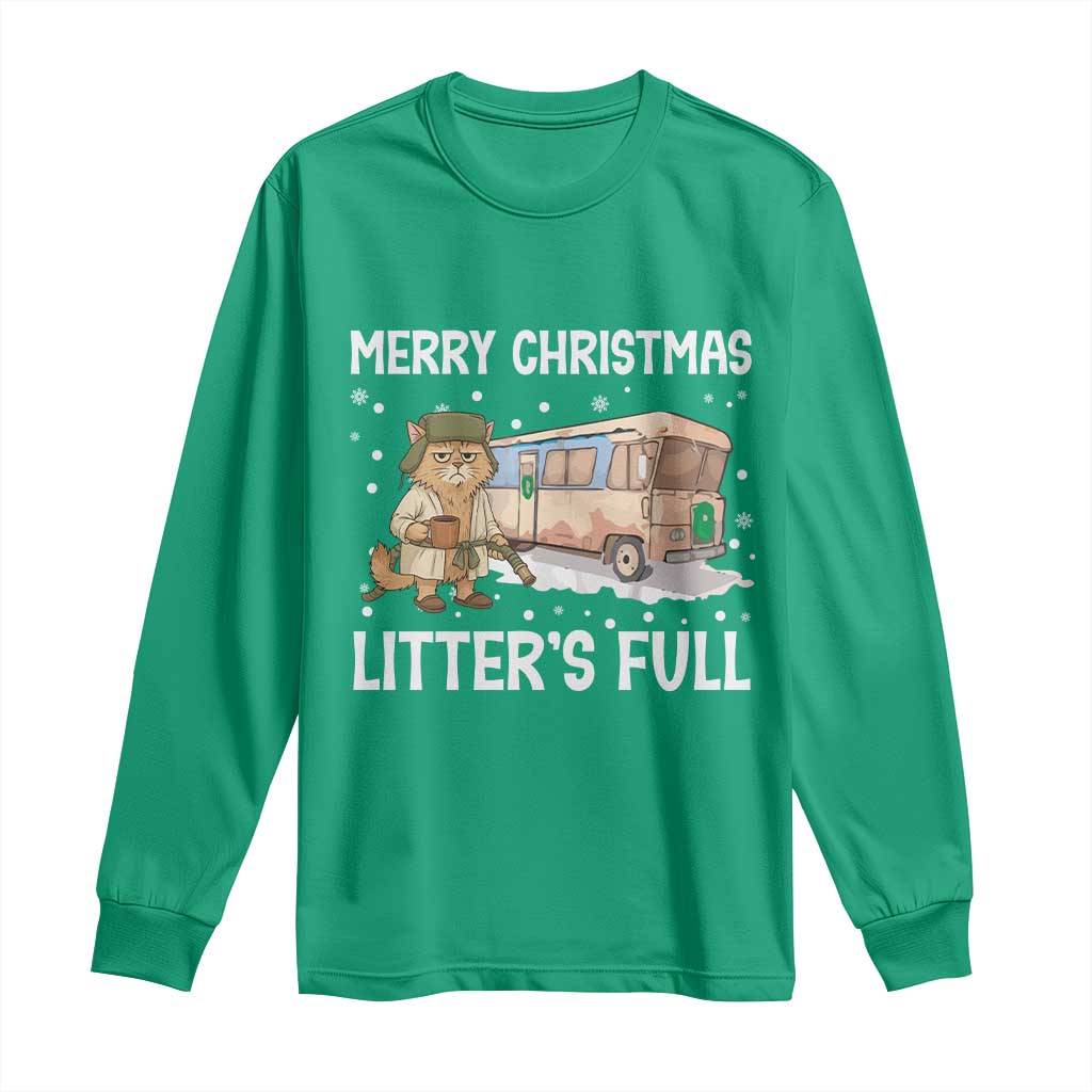 Funny Merry Christmas Litter's Full Cat Parody Long Sleeve Shirt Xmas Movie TS11 Irish Green Print Your Wear
