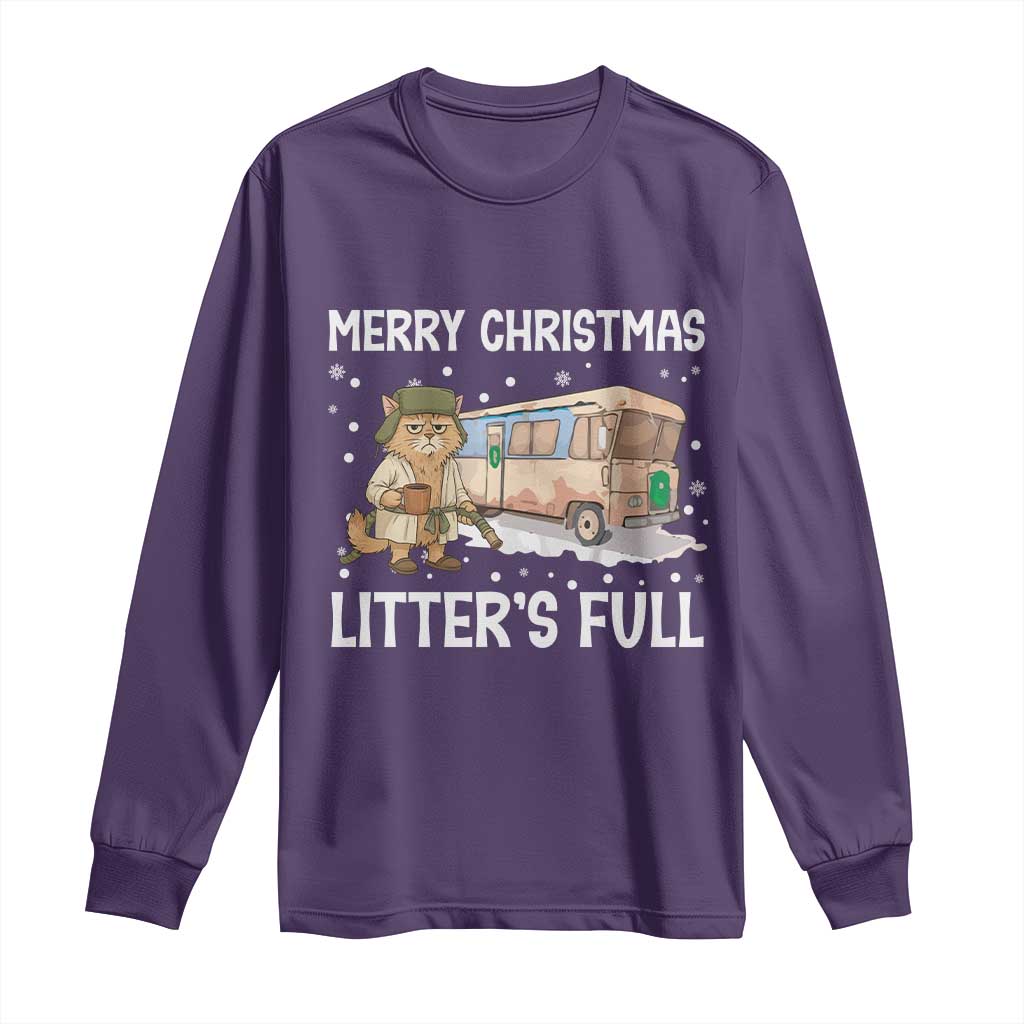 Funny Merry Christmas Litter's Full Cat Parody Long Sleeve Shirt Xmas Movie TS11 Purple Print Your Wear