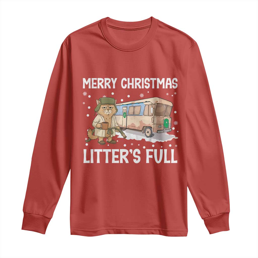 Funny Merry Christmas Litter's Full Cat Parody Long Sleeve Shirt Xmas Movie TS11 Red Print Your Wear