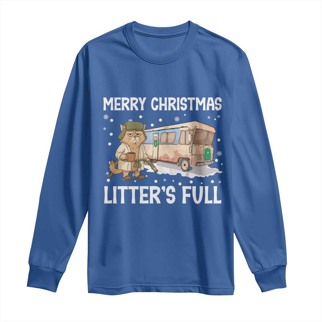 Funny Merry Christmas Litter's Full Cat Parody Long Sleeve Shirt Xmas Movie TS11 Royal Blue Print Your Wear
