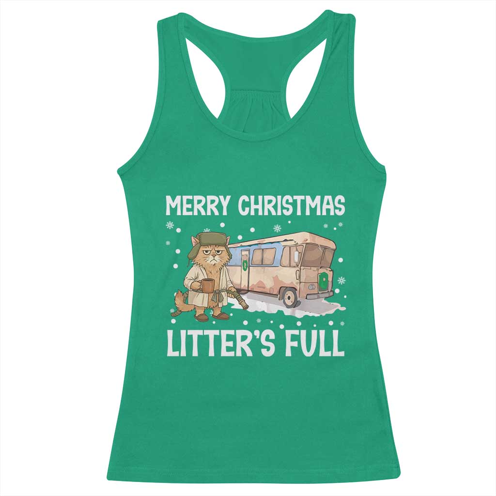 Funny Merry Christmas Litter's Full Cat Parody Racerback Tank Top Xmas Movie TS11 Irish Green Print Your Wear