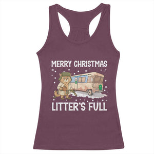 Funny Merry Christmas Litter's Full Cat Parody Racerback Tank Top Xmas Movie TS11 Maroon Print Your Wear