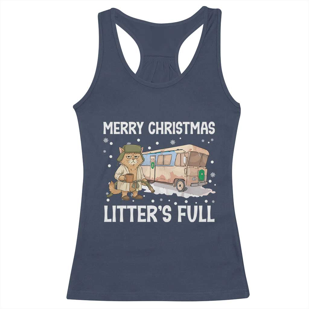 Funny Merry Christmas Litter's Full Cat Parody Racerback Tank Top Xmas Movie TS11 Navy Print Your Wear