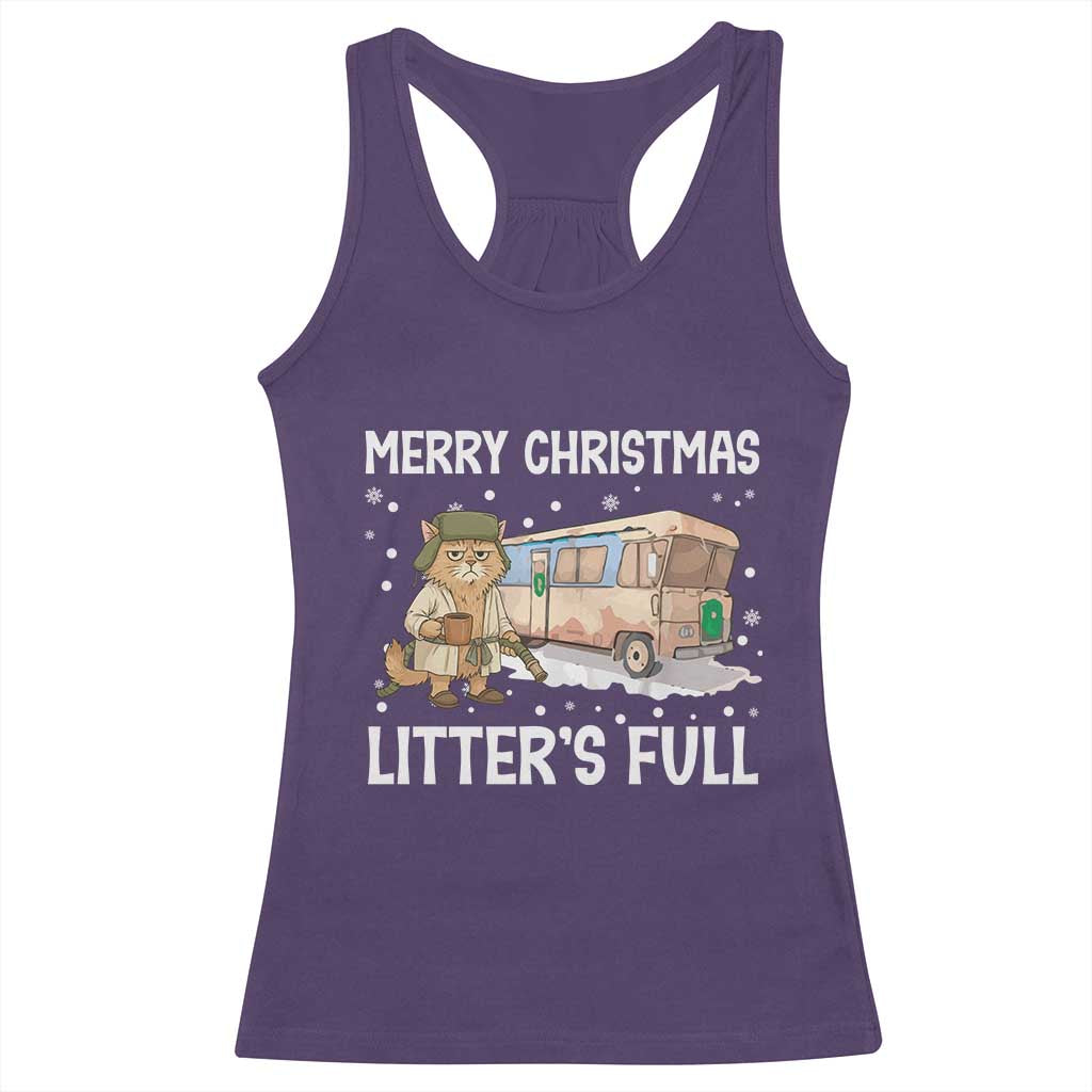 Funny Merry Christmas Litter's Full Cat Parody Racerback Tank Top Xmas Movie TS11 Purple Print Your Wear