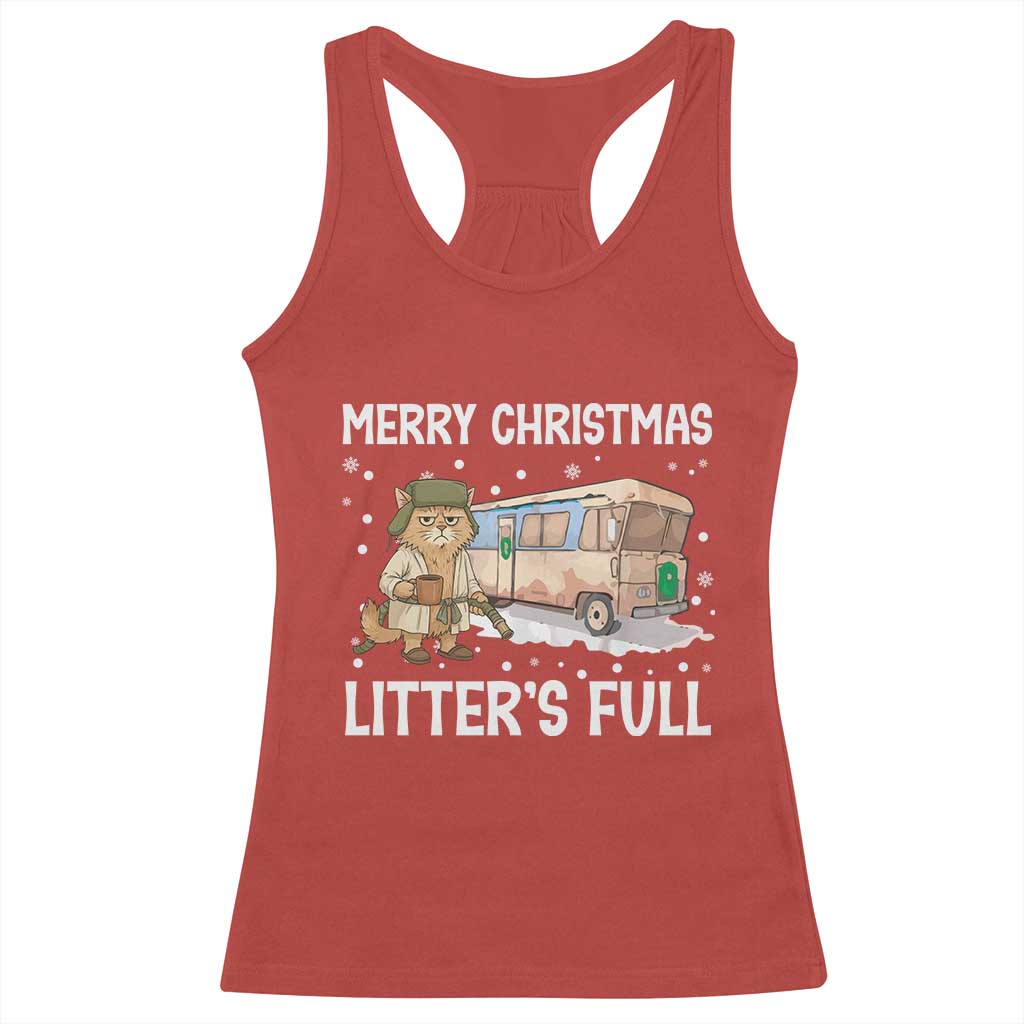 Funny Merry Christmas Litter's Full Cat Parody Racerback Tank Top Xmas Movie TS11 Red Print Your Wear
