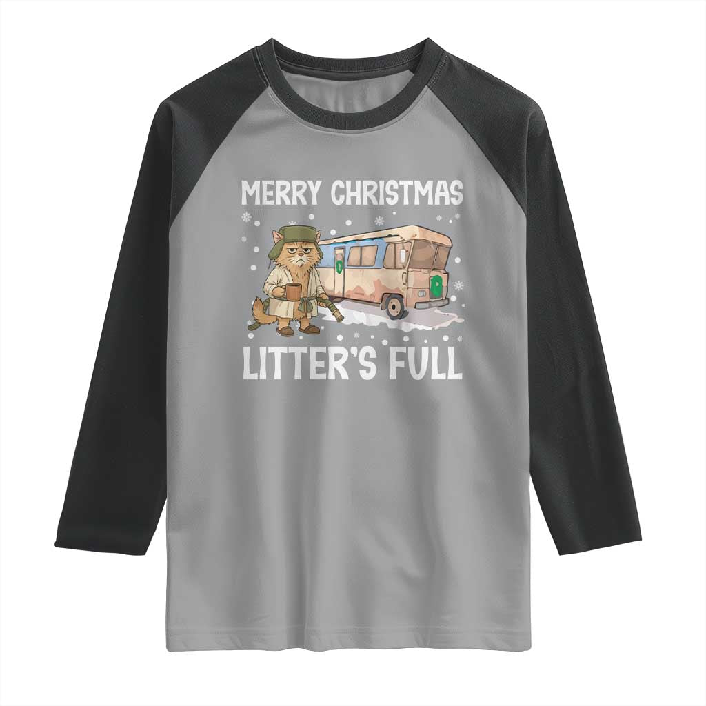 Funny Merry Christmas Litter's Full Cat Parody Raglan Shirt Xmas Movie TS11 Sport Gray Black Print Your Wear