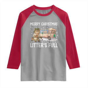 Funny Merry Christmas Litter's Full Cat Parody Raglan Shirt Xmas Movie TS11 Sport Gray Red Print Your Wear