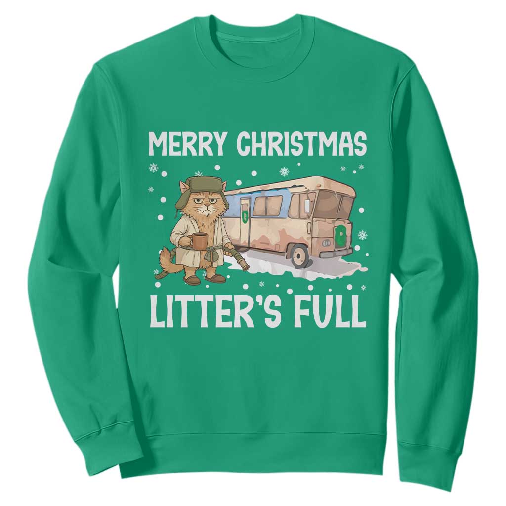 Funny Merry Christmas Litter's Full Cat Parody Sweatshirt Xmas Movie TS11 Irish Green Print Your Wear