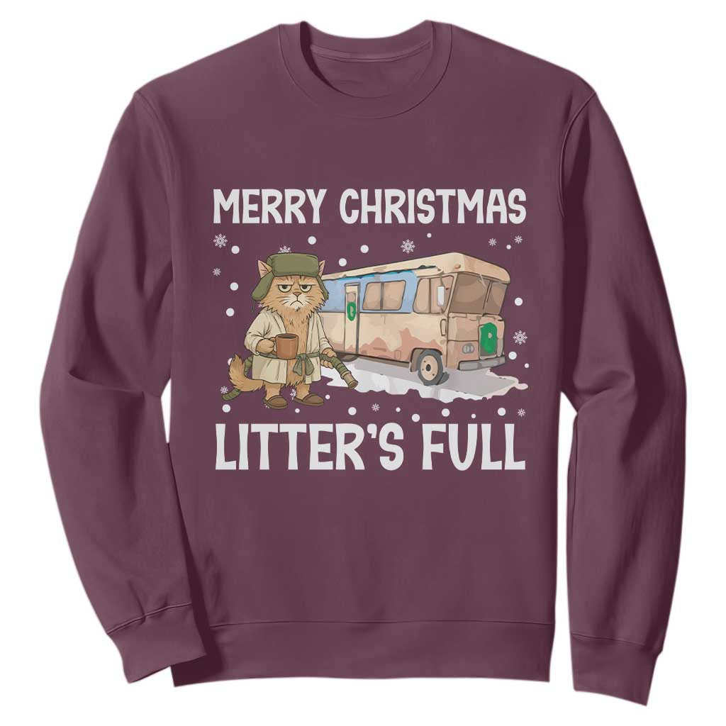 Funny Merry Christmas Litter's Full Cat Parody Sweatshirt Xmas Movie TS11 Maroon Print Your Wear