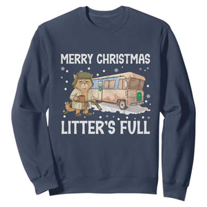 Funny Merry Christmas Litter's Full Cat Parody Sweatshirt Xmas Movie TS11 Navy Print Your Wear
