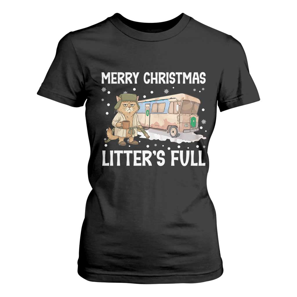 Funny Merry Christmas Litter's Full Cat Parody T Shirt For Women Xmas Movie TS11 Black Print Your Wear