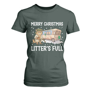 Funny Merry Christmas Litter's Full Cat Parody T Shirt For Women Xmas Movie TS11 Dark Forest Green Print Your Wear