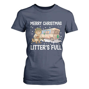 Funny Merry Christmas Litter's Full Cat Parody T Shirt For Women Xmas Movie TS11 Navy Print Your Wear