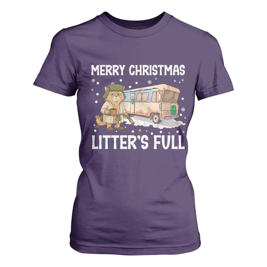Funny Merry Christmas Litter's Full Cat Parody T Shirt For Women Xmas Movie TS11 Purple Print Your Wear
