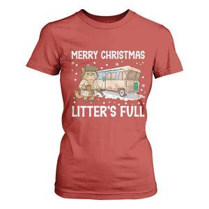 Funny Merry Christmas Litter's Full Cat Parody T Shirt For Women Xmas Movie TS11 Red Print Your Wear