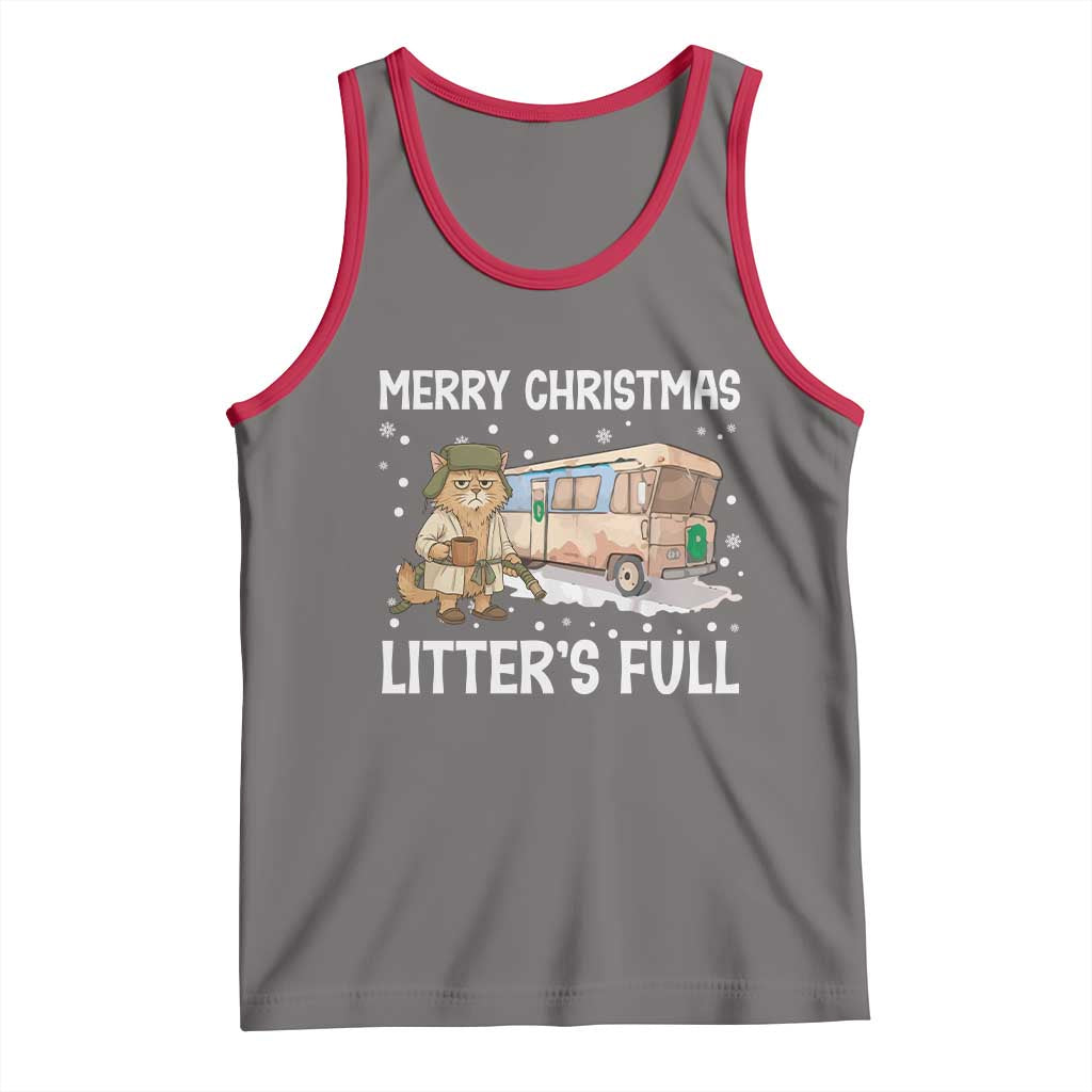Funny Merry Christmas Litter's Full Cat Parody Tank Top Xmas Movie TS11 Deep Heather Red Print Your Wear