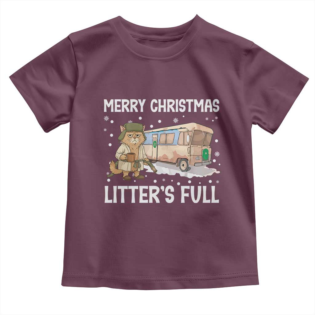 Funny Merry Christmas Litter's Full Cat Parody Toddler T Shirt Xmas Movie TS11 Maroon Print Your Wear