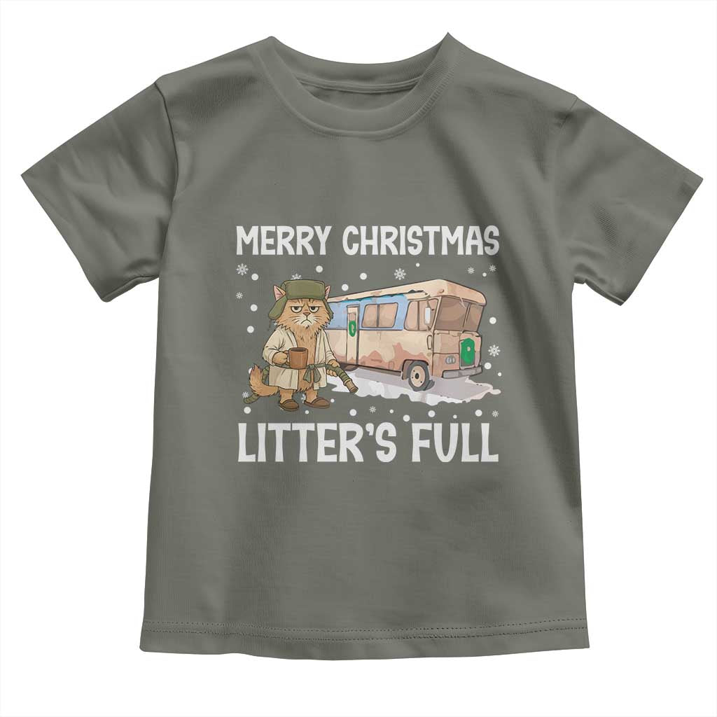 Funny Merry Christmas Litter's Full Cat Parody Toddler T Shirt Xmas Movie TS11 Military Green Print Your Wear