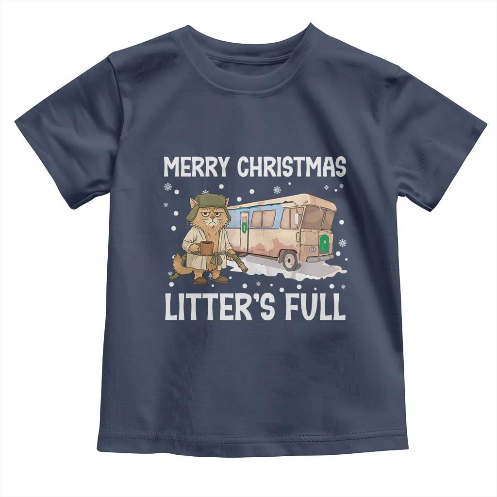 Funny Merry Christmas Litter's Full Cat Parody Toddler T Shirt Xmas Movie TS11 Navy Print Your Wear