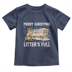 Funny Merry Christmas Litter's Full Cat Parody Toddler T Shirt Xmas Movie TS11 Navy Print Your Wear