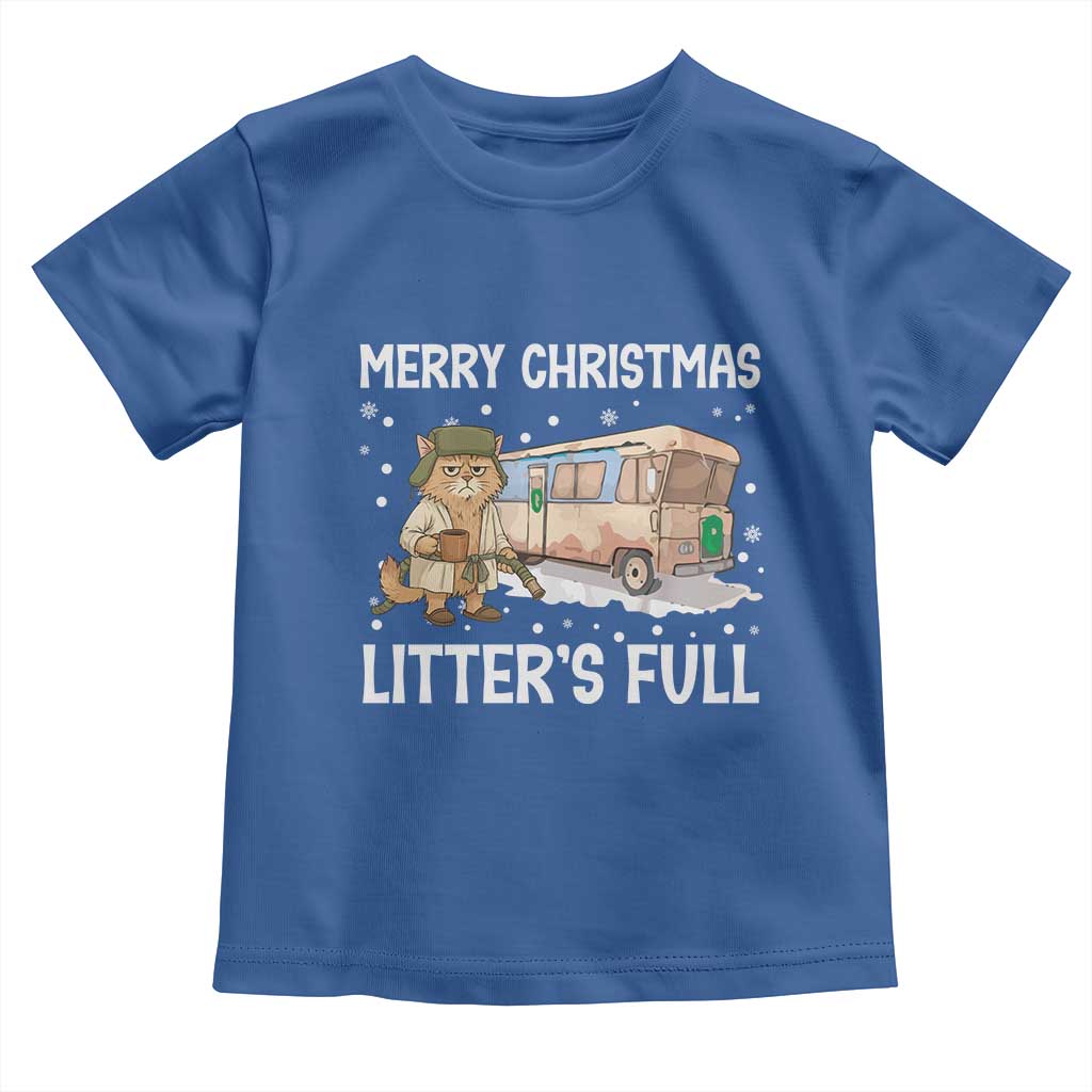 Funny Merry Christmas Litter's Full Cat Parody Toddler T Shirt Xmas Movie TS11 Royal Blue Print Your Wear