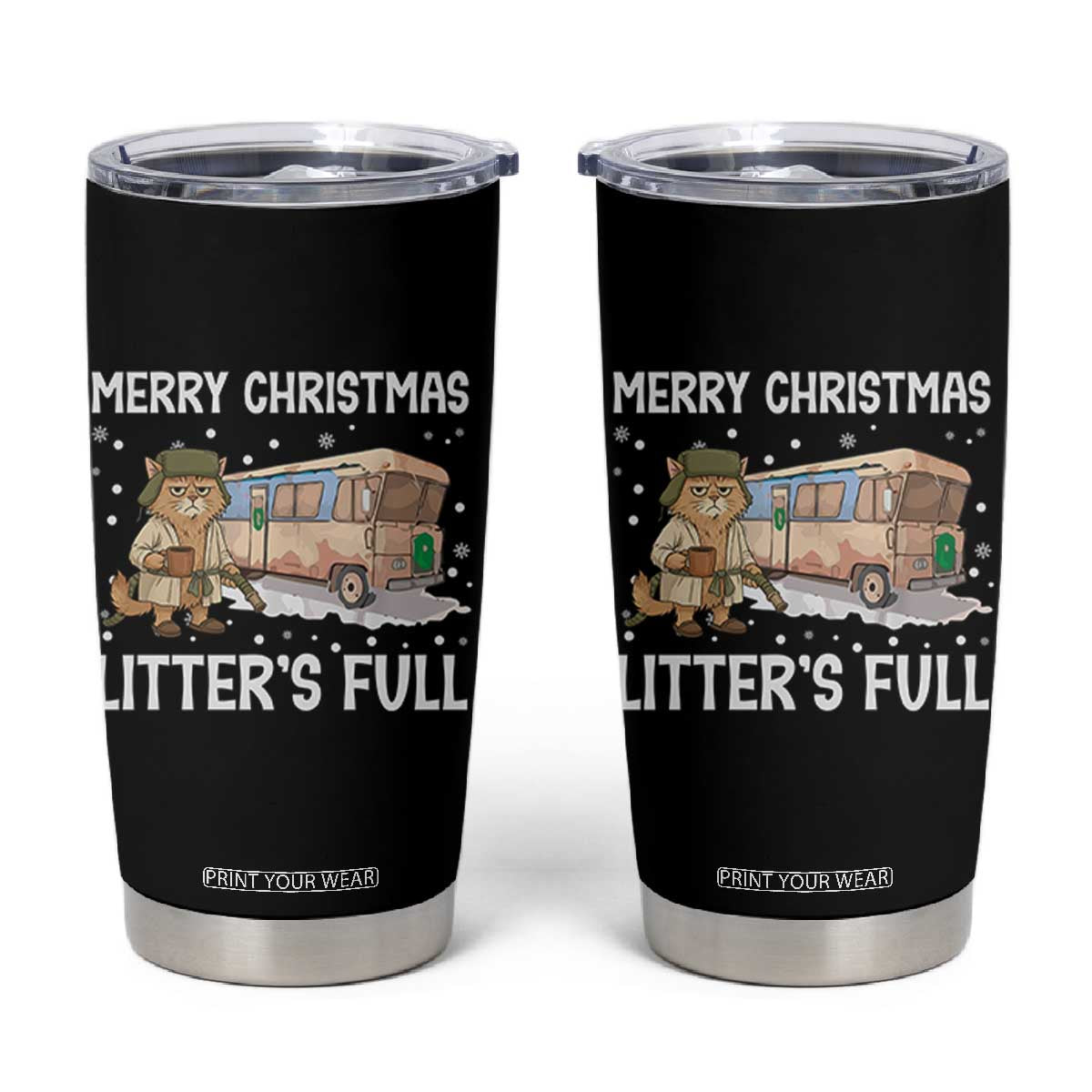 Funny Merry Christmas Litter's Full Cat Parody Tumbler Cup Xmas Movie TS11 Black Print Your Wear