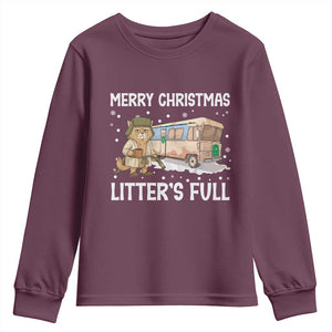 Funny Merry Christmas Litter's Full Cat Parody Youth Sweatshirt Xmas Movie TS11 Maroon Print Your Wear