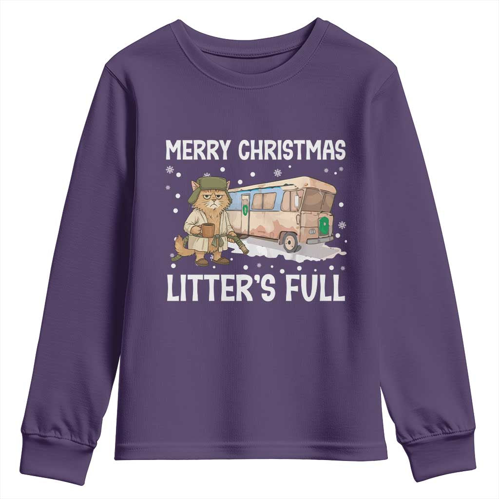 Funny Merry Christmas Litter's Full Cat Parody Youth Sweatshirt Xmas Movie TS11 Purple Print Your Wear