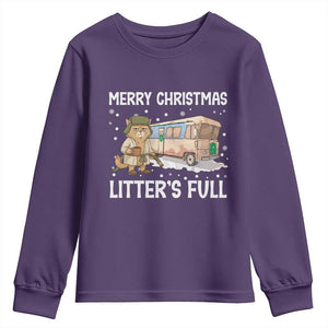 Funny Merry Christmas Litter's Full Cat Parody Youth Sweatshirt Xmas Movie TS11 Purple Print Your Wear