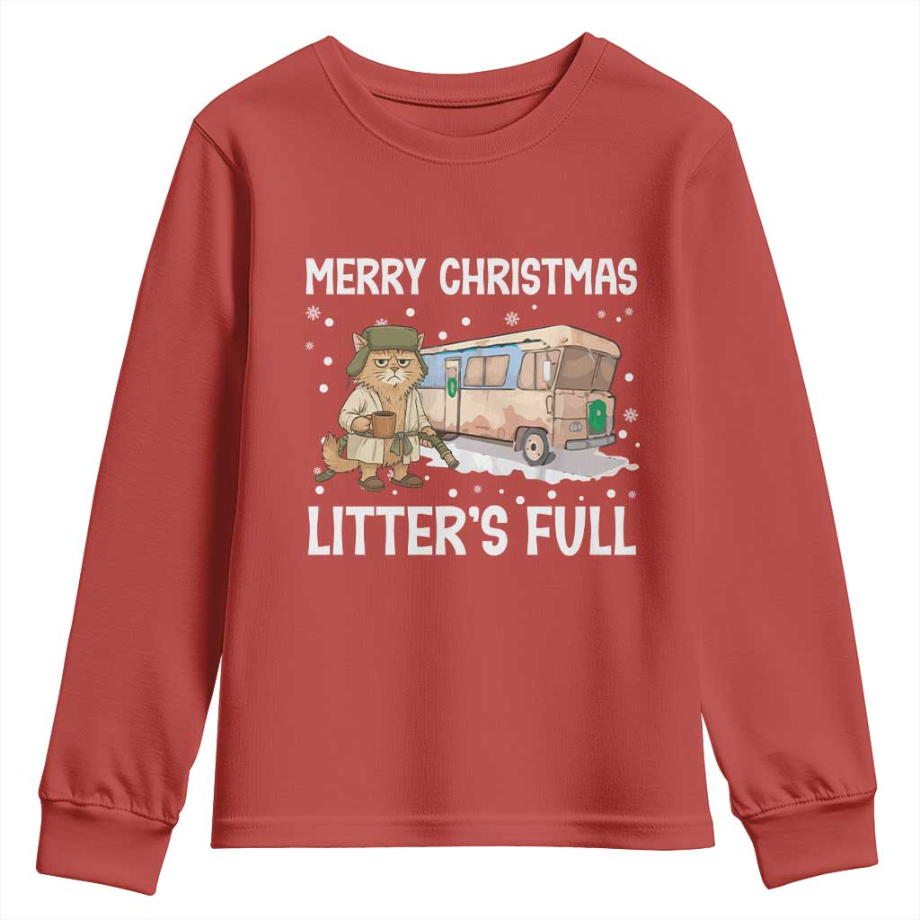 Funny Merry Christmas Litter's Full Cat Parody Youth Sweatshirt Xmas Movie TS11 Red Print Your Wear