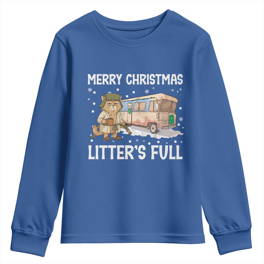 Funny Merry Christmas Litter's Full Cat Parody Youth Sweatshirt Xmas Movie TS11 Royal Blue Print Your Wear