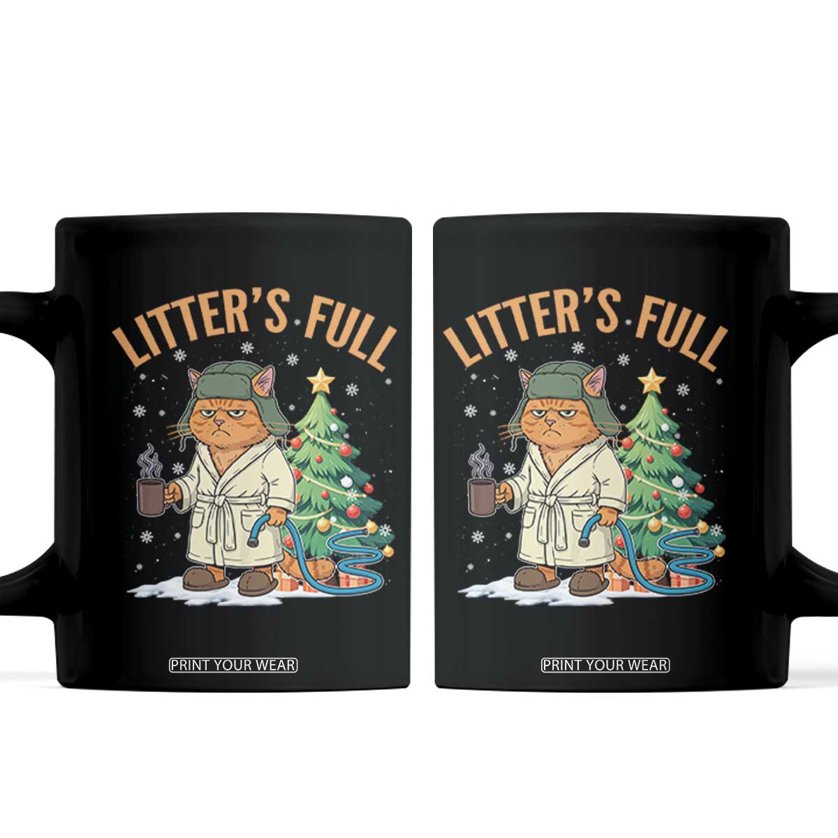 Funny Christmas Vacation Movie Litter's Full Cat Coffee Mug Xmas Tree TS11 Black Print Your Wear