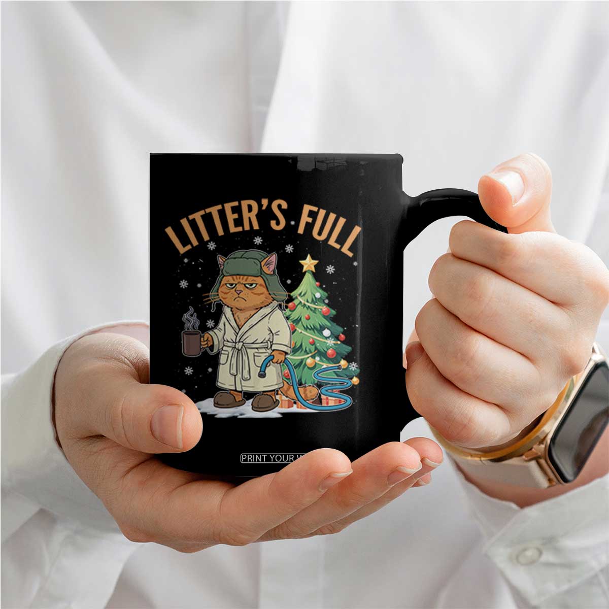 Funny Christmas Vacation Movie Litter's Full Cat Coffee Mug Xmas Tree TS11 Print Your Wear