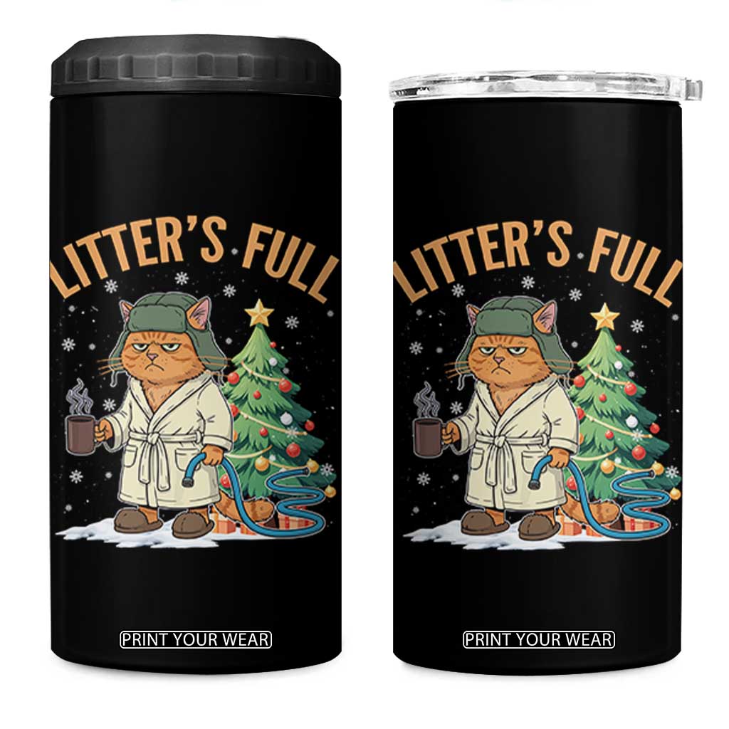 Funny Christmas Vacation Movie Litter's Full Cat 4 in 1 Can Cooler Tumbler Xmas Tree TS11 One Size: 16 oz Black Print Your Wear