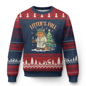 Funny Xmas Vacation Movie Litter's Full Cat Ugly Christmas Sweater Xmas Tree TS11 Navy Red Print Your Wear