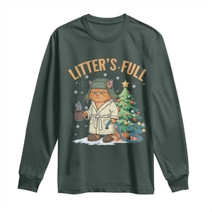 Funny Christmas Vacation Movie Litter's Full Cat Long Sleeve Shirt Xmas Tree TS11 Dark Forest Green Print Your Wear