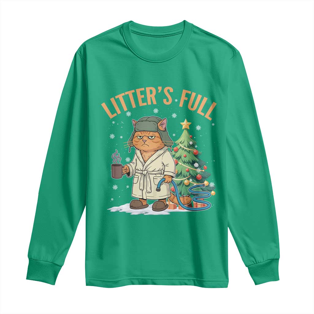 Funny Christmas Vacation Movie Litter's Full Cat Long Sleeve Shirt Xmas Tree TS11 Irish Green Print Your Wear