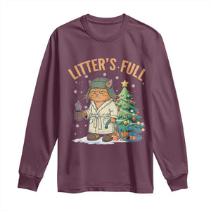 Funny Christmas Vacation Movie Litter's Full Cat Long Sleeve Shirt Xmas Tree TS11 Maroon Print Your Wear