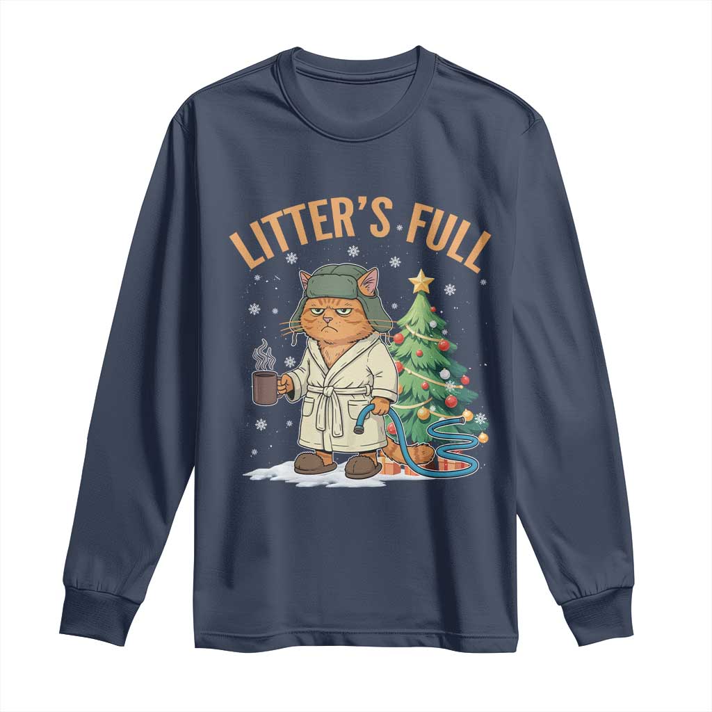 Funny Christmas Vacation Movie Litter's Full Cat Long Sleeve Shirt Xmas Tree TS11 Navy Print Your Wear