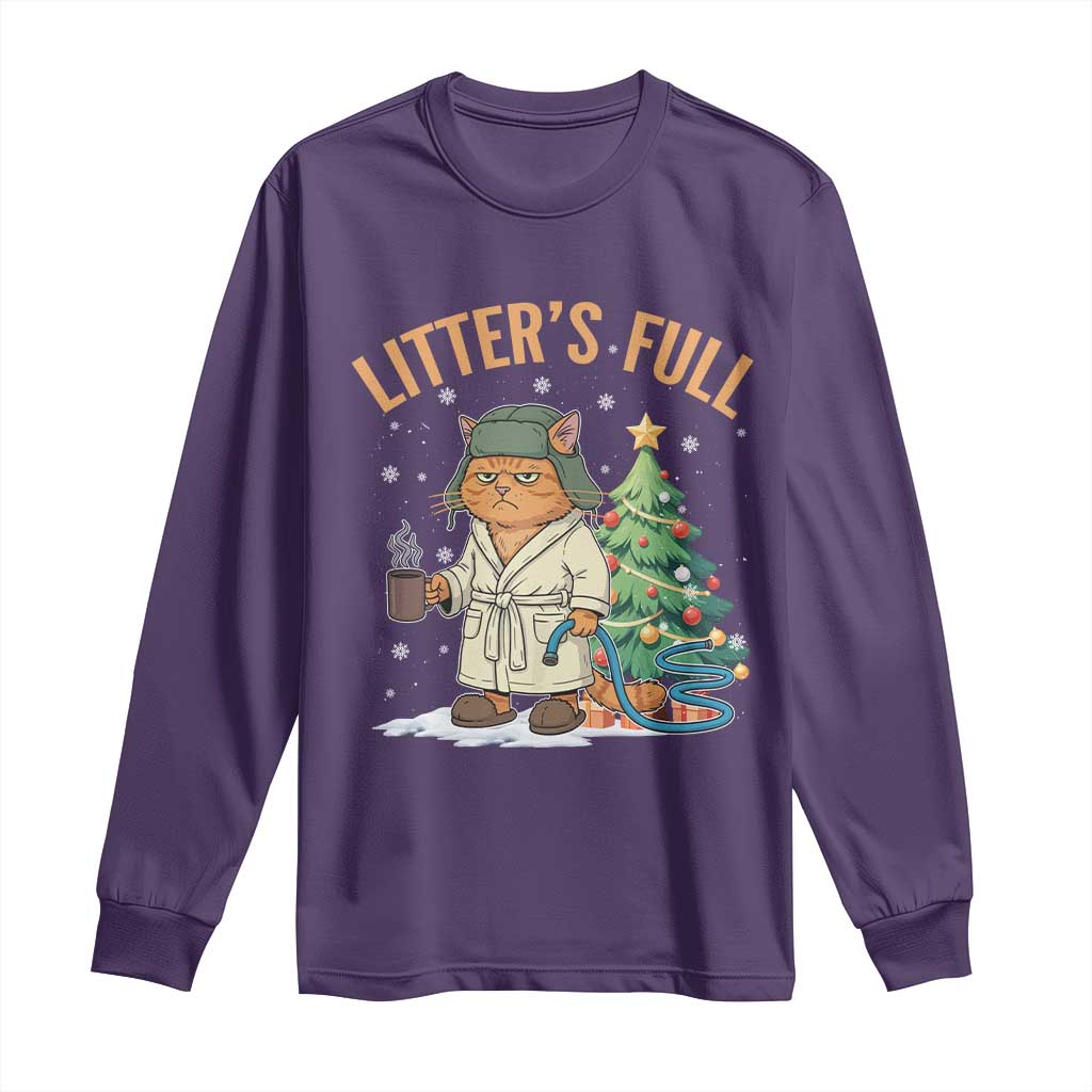 Funny Christmas Vacation Movie Litter's Full Cat Long Sleeve Shirt Xmas Tree TS11 Purple Print Your Wear