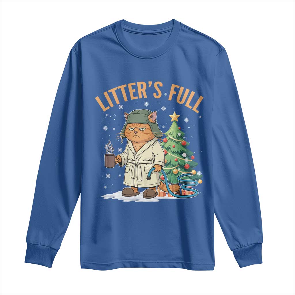 Funny Christmas Vacation Movie Litter's Full Cat Long Sleeve Shirt Xmas Tree TS11 Royal Blue Print Your Wear