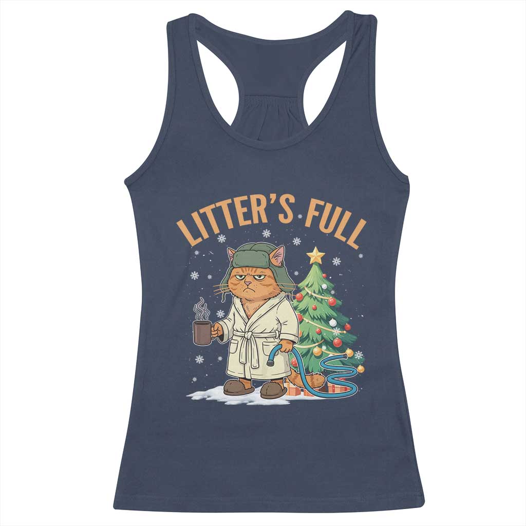 Funny Christmas Vacation Movie Litter's Full Cat Racerback Tank Top Xmas Tree TS11 Navy Print Your Wear